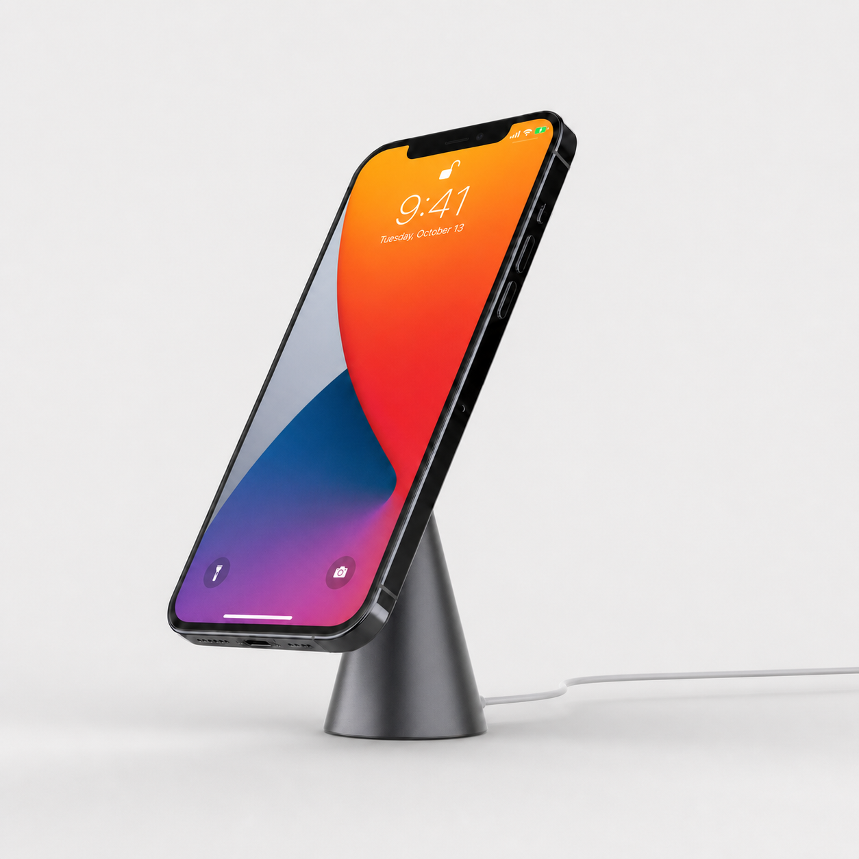 Qi2.2 magnetic wireless charger stand in Space Grey