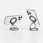 Dual-side magnetic phone mount and stand in Frosted Silver