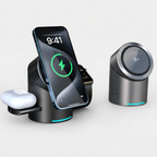 Qi2 3-in-1 rotating charging station in Space Grey