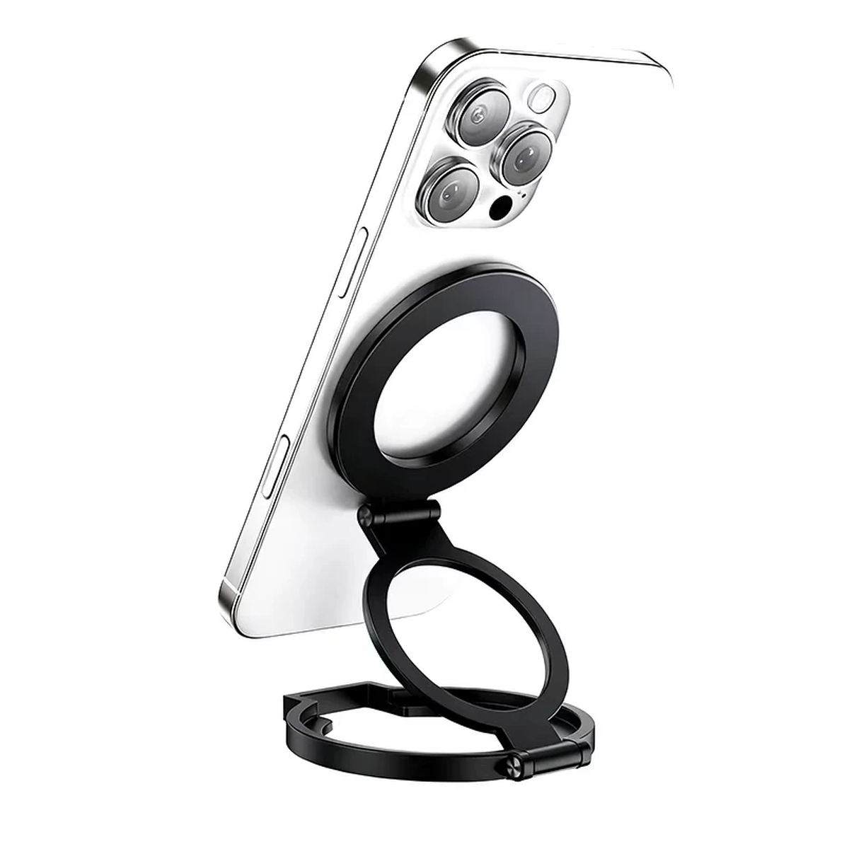 Dual-side magnetic phone mount and stand in Obsidian Black