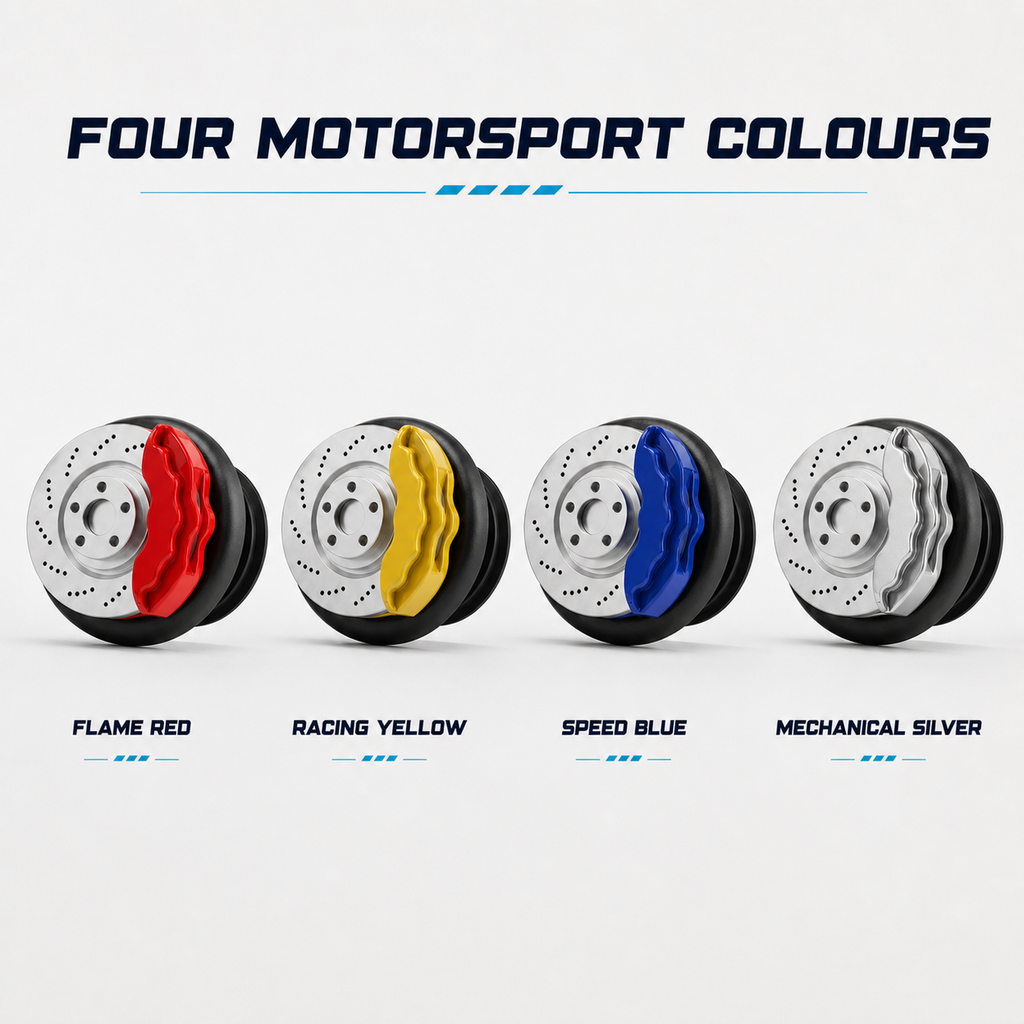 Brake caliper phone grip in Flame Red, Racing Yellow, Speed Blue and Mechanical Silver