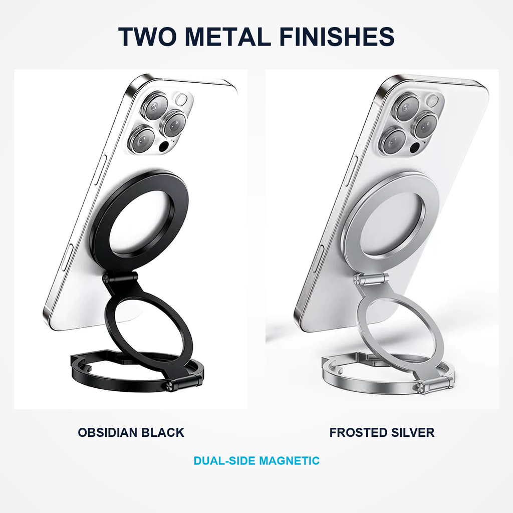Obsidian Black and Frosted Silver magnetic phone mount options