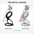 Obsidian Black and Frosted Silver magnetic phone mount options