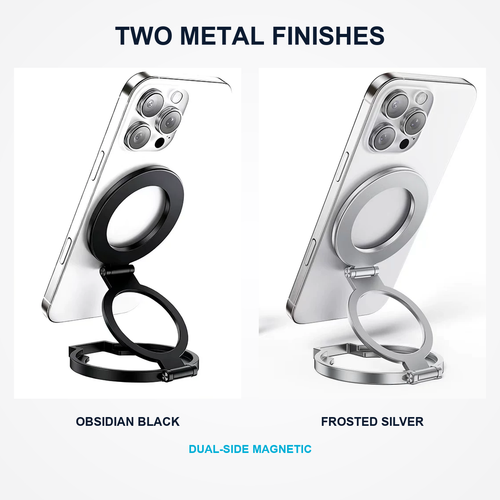Obsidian Black and Frosted Silver magnetic phone mount options