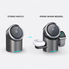 Fold-away watch and earbud charging positions