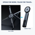 AF102 stand shown fully open and compactly folded