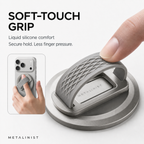 Close-up of the soft liquid silicone finger grip on the METALINIST magnetic ring holder